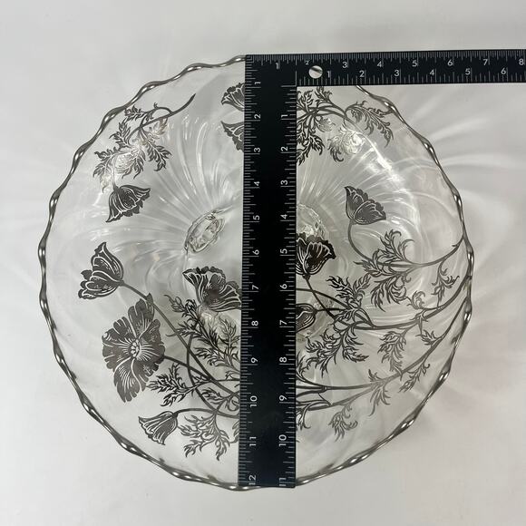 Crystal Silver Overlay Serving Dishes Set Cambridge Caprice Metallic Vintage 4PC - Picture 5 of 16